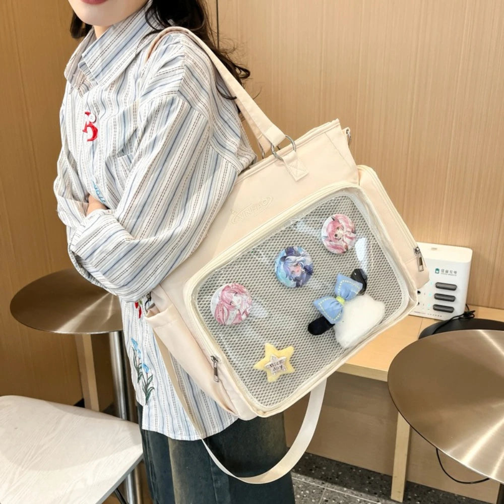 Transparent Japanese Blue Ita Bags Badge Display Kawaii Shoulder Bags Large Capacity Collage Student Backpacks Jk Uniform Bags