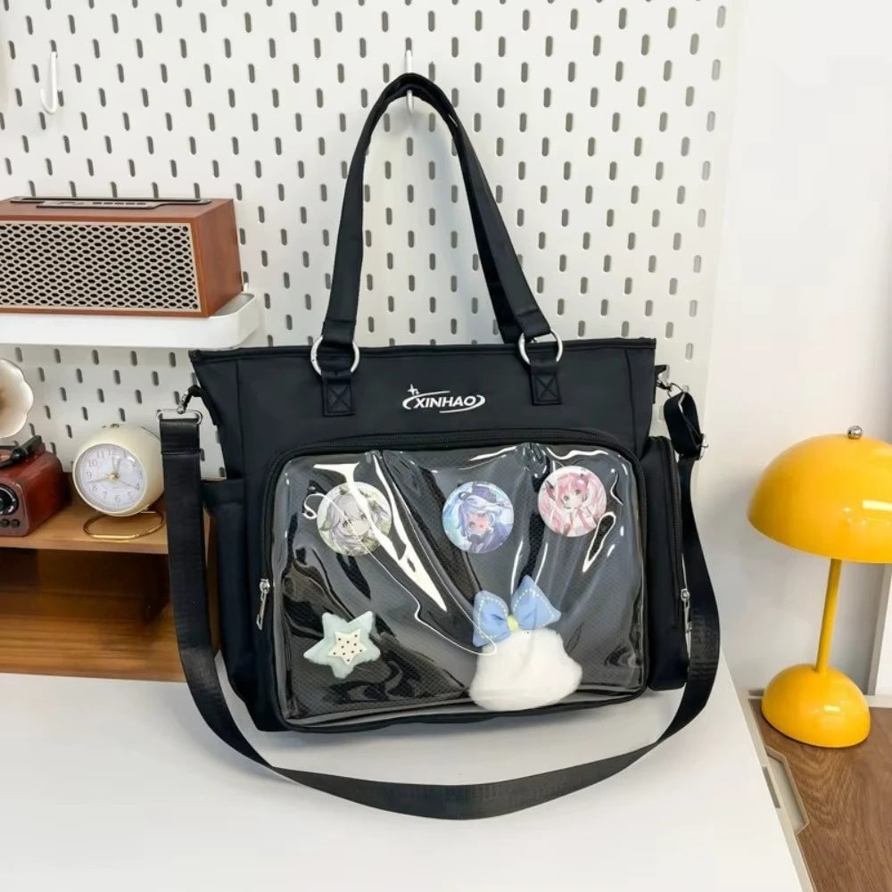 Transparent Japanese Blue Ita Bags Badge Display Kawaii Shoulder Bags Large Capacity Collage Student Backpacks Jk Uniform Bags